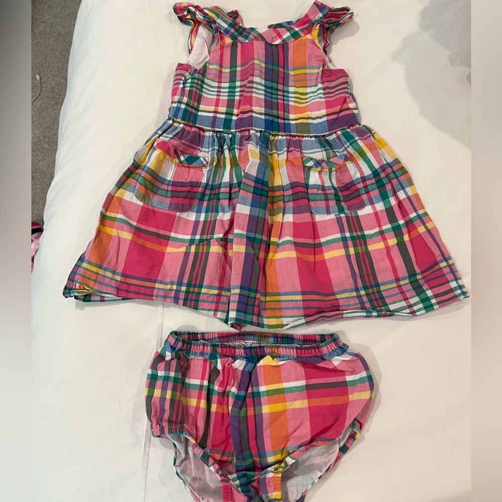 Ralph Lauren 12M Madras Plaid Dress & Bloomers